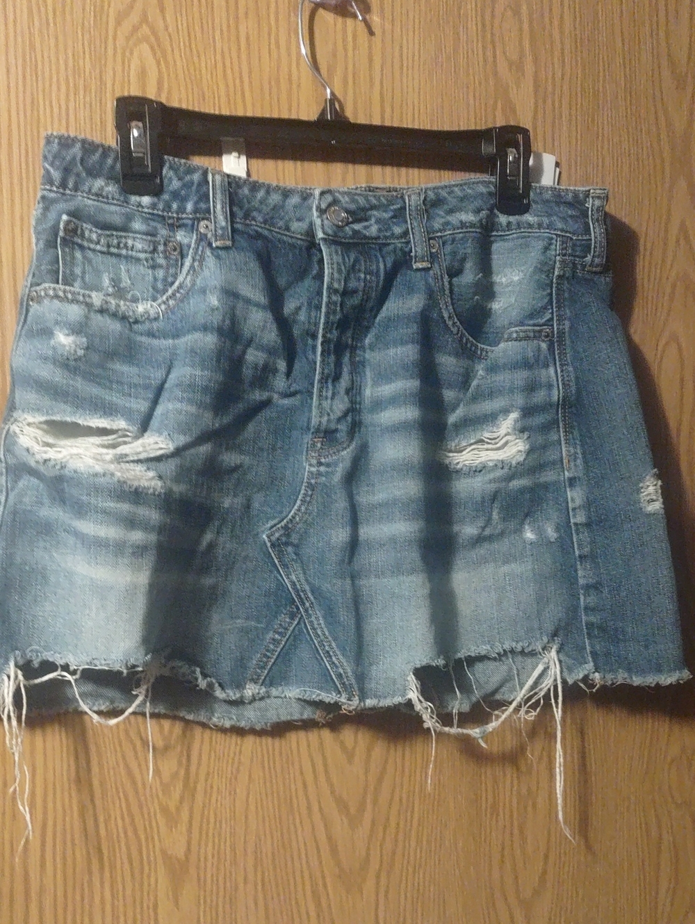 American Eagle Distressed Denim Mini Skirt